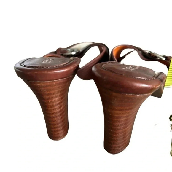 Rockport women shoes,sandal,brown,leather slip on mules ,heels , buckle accent - Picture 6 of 15